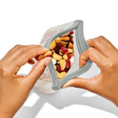 Silicone Reusable Bag Stand-Up Snack (12 oz) - Light Grey