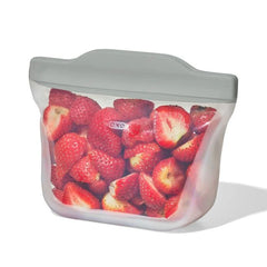 Silicone Reusable Bag  Stand-Up Snack (12 oz) - Light Grey