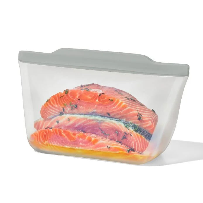 Silicone Reusable Bag  Stand-Up Half Gallon (64 oz) - Light Grey