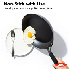 Carbon Steel Obsidian Series 8-Inch Frypan with Silicone Sleeve